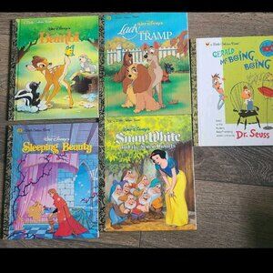 5 new Vintage new disney dr seuss a little book Bambi sleeping beauty snow white
